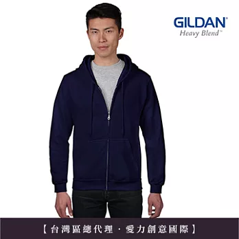 GILDAN 總代理-100%美國棉~亞規連帽拉練外套 ~L藏青