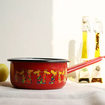 Smaltum布拉格 琺瑯片手鍋_促咪長頸鹿_茄紅