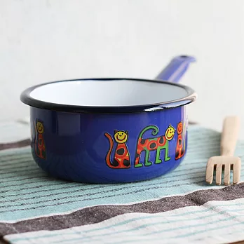 Smaltum布拉格 琺瑯片手鍋_粉圓喵咪_寶藍