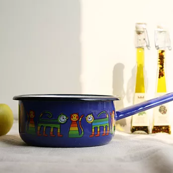 Smaltum布拉格 琺瑯片手鍋_害羞喵咪_寶藍