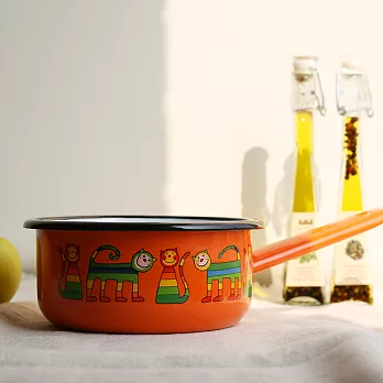 Smaltum布拉格 琺瑯片手鍋_害羞喵咪_柑橘