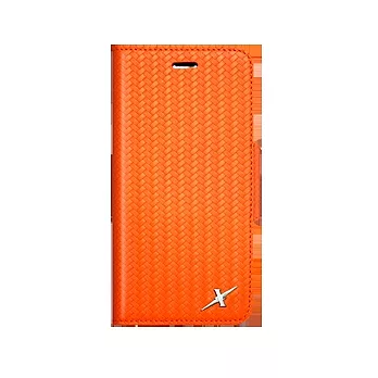 摩新個人防護系列-戀上IPHONE 6 PLUS精緻編織紋真皮皮套-精豔橘