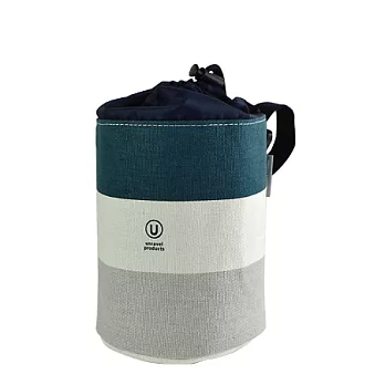 【L’ABSURDE】Connie雙色保冷圓筒便當袋(藍灰)