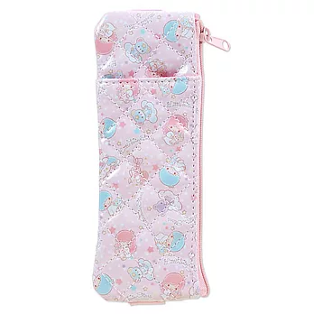 《Sanrio》雙星仙子菱格壓紋迷你筆袋(手作小熊)