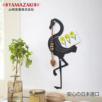【YAMAZAKI】造型壁飾收納-紅鶴(黑)*日本原裝進口