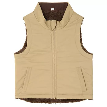 [MUJI 無印良品]幼兒聚酯纖維可水洗雙面絨毛背心100米色