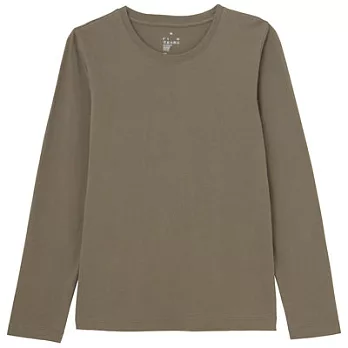 [MUJI 無印良品]女有機棉圓領長袖T恤XS可可棕