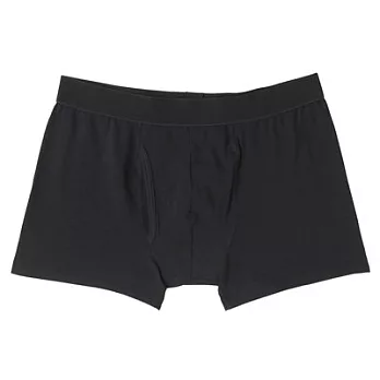 [MUJI 無印良品]男棉混彈性前開拳擊內褲S黑色