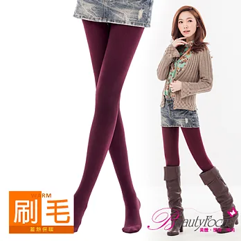 【BeautyFocus】台灣製按摩感刷毛保暖褲襪2407酒紅色