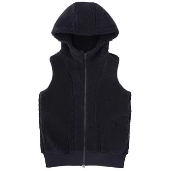 [MUJI 無印良品]女再生聚酯纖維混絨毛背心M深藍