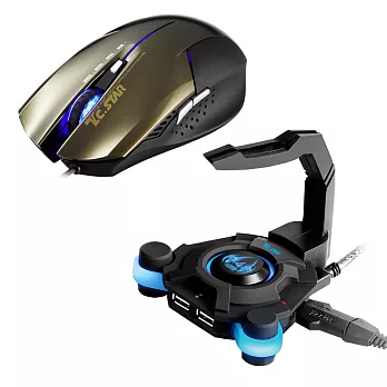 T.C.STAR金色電競有線光學滑鼠+鼠線夾TCN190CG+TCH100