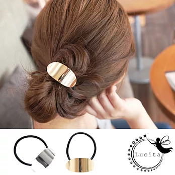 Lucita 韓國秋冬新品 歐美潮流金屬感髮圈金色