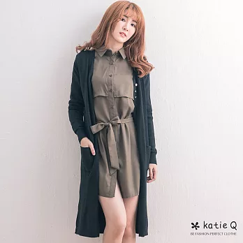 【KatieQ】柔感針織長罩衫(3色)-FREEFREE黑