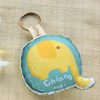 Happy Tell清邁文創愛大象鑰匙圈‧自然黃
