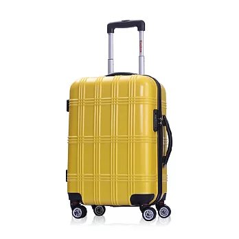 泊客行者 經典格紋萬向輪登機箱行李箱ABS+PC20吋-螢光黃