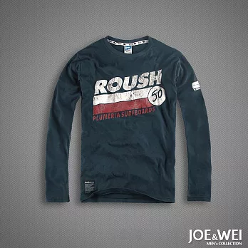 【JOE & WEI】英字破版印花長TEE(2色)-M-XLM藍