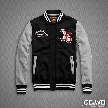 【JOE & WEI】36貼布刷毛棒球外套(黑)-M-XLM黑