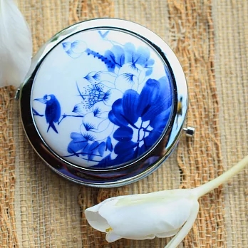 貼花白瓷隨身鏡‧古典的東方美‧藕花深處