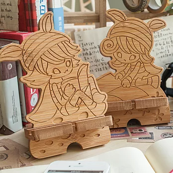 【Sylvia 典藏精品】竹製 認真讀你 情侶手機座
