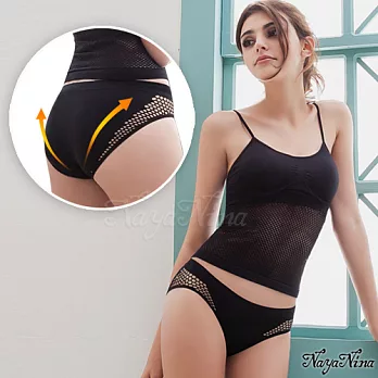 Naya Nina性感小V！無縫透氣洞洞低腰內褲M黑色