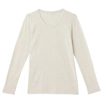 [MUJI 無印良品]女棉混羊毛彈性保暖圓領長袖衫S粉米