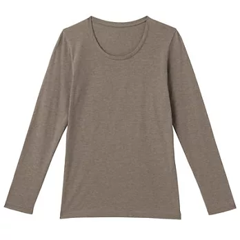 [MUJI 無印良品]女棉混羊毛彈性保暖圓領長袖衫S棕色