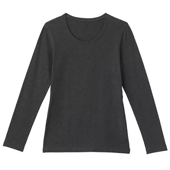 [MUJI 無印良品]女棉混羊毛彈性保暖圓領長袖衫S深灰