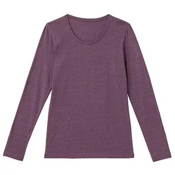 [MUJI 無印良品]女棉混羊毛彈性保暖圓領長袖衫S紫色