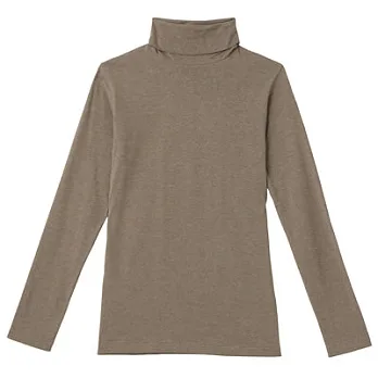 [MUJI 無印良品]女棉混羊毛彈性保暖高領長袖衫S棕色