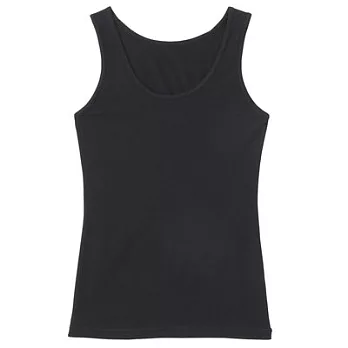 [MUJI 無印良品]女棉混羊毛彈性保暖坦克背心S黑色