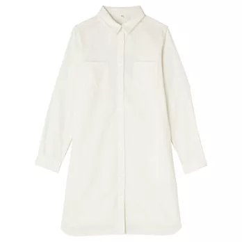 [MUJI 無印良品]女有機棉燈芯絨襯衫式洋裝M象牙白