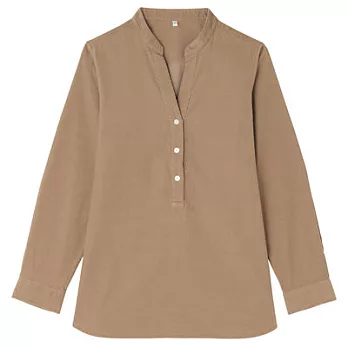 [MUJI 無印良品]女有機棉燈芯絨長版衫S米色