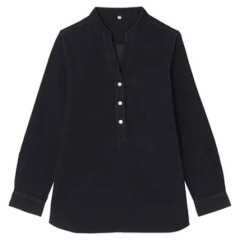 [MUJI 無印良品]女有機棉燈芯絨長版衫S深藍