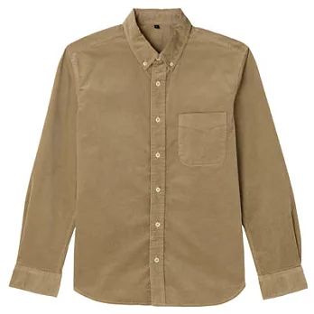 [MUJI 無印良品]男有機棉混彈性燈芯絨襯衫S米色