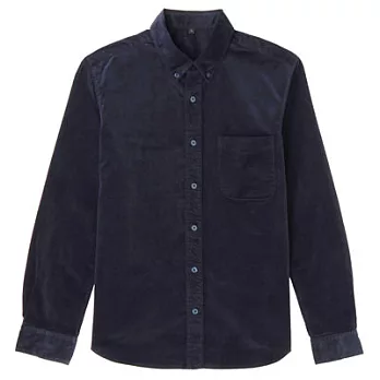 [MUJI 無印良品]男有機棉混彈性燈芯絨襯衫S深藍