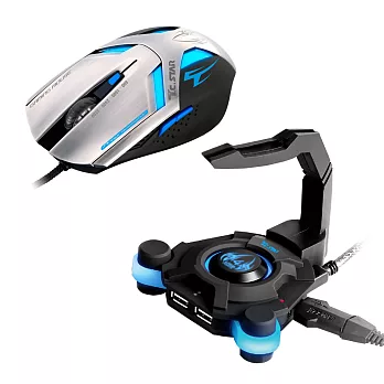 T.C.STAR 藍色電競光學滑鼠+鼠線夾TCN290BU+TCH100