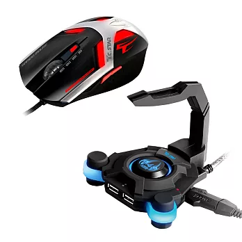 T.C.STAR紅色電競光學滑鼠+鼠線夾TCN290RD+TCH100