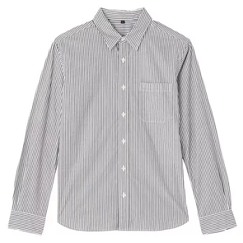 [MUJI無印良品]男有機棉直紋襯衫L黑色