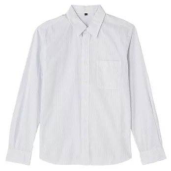 [MUJI無印良品]男有機棉直紋襯衫S天空藍