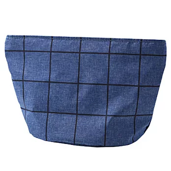 [MUJI無印良品]混尼龍托特型化妝包/藍x黑格紋