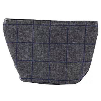 [MUJI無印良品]混尼龍托特型化妝包/灰x藍格紋