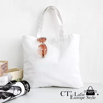 【CT Lafie】純然品味 棉布手提袋白色