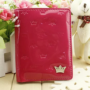 AmaZing 皇冠標誌漆皮亮面甜心女用短夾 (5色可選)紫紅