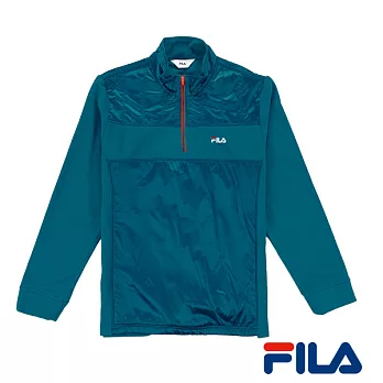 FILA男仕半開襟保暖上衣(1TEO-5410-IN)M競速藍