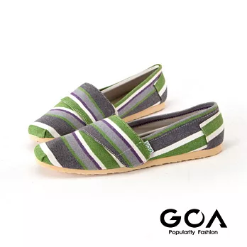 GOA好穿脫魔鬼氈繽紛條紋輕便鞋36綠白灰