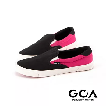 GOA帆布拼接慵懶休閒鞋36黑梅紅