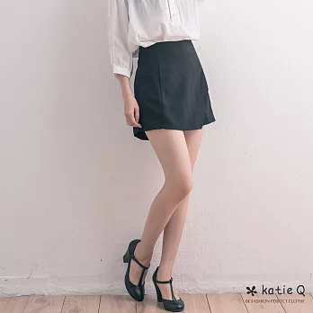 【KatieQ】側帶造型假裙短褲(2色)-FREEFREE黑