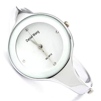Daniel Wang 339 點鑽數字大錶徑極細手環錶-銀框白面