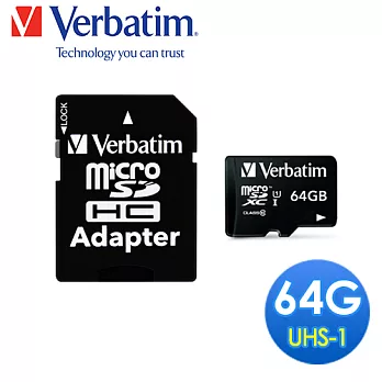 Verbatim 威寶 64GB microSDXC UHS-1高速記憶卡(含轉卡)