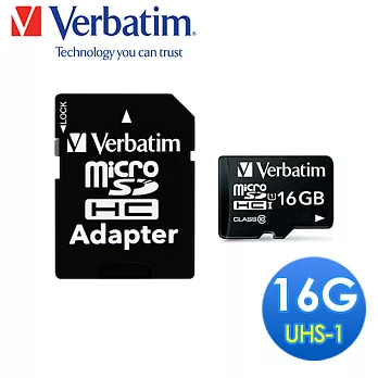 Verbatim 威寶 16GB microSDHC UHS-1高速記憶卡(含轉卡)